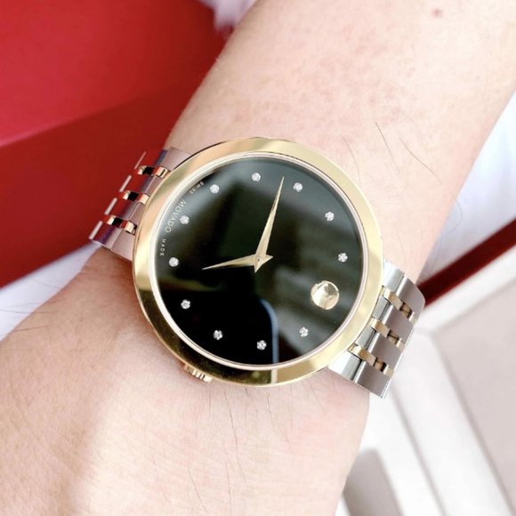 NEW Movado Diamond Accent Two Tone Men's Watch - Picture 1 of 5